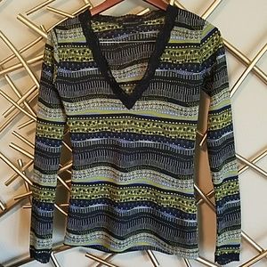 BCBG Max Azria Navy Print Top.